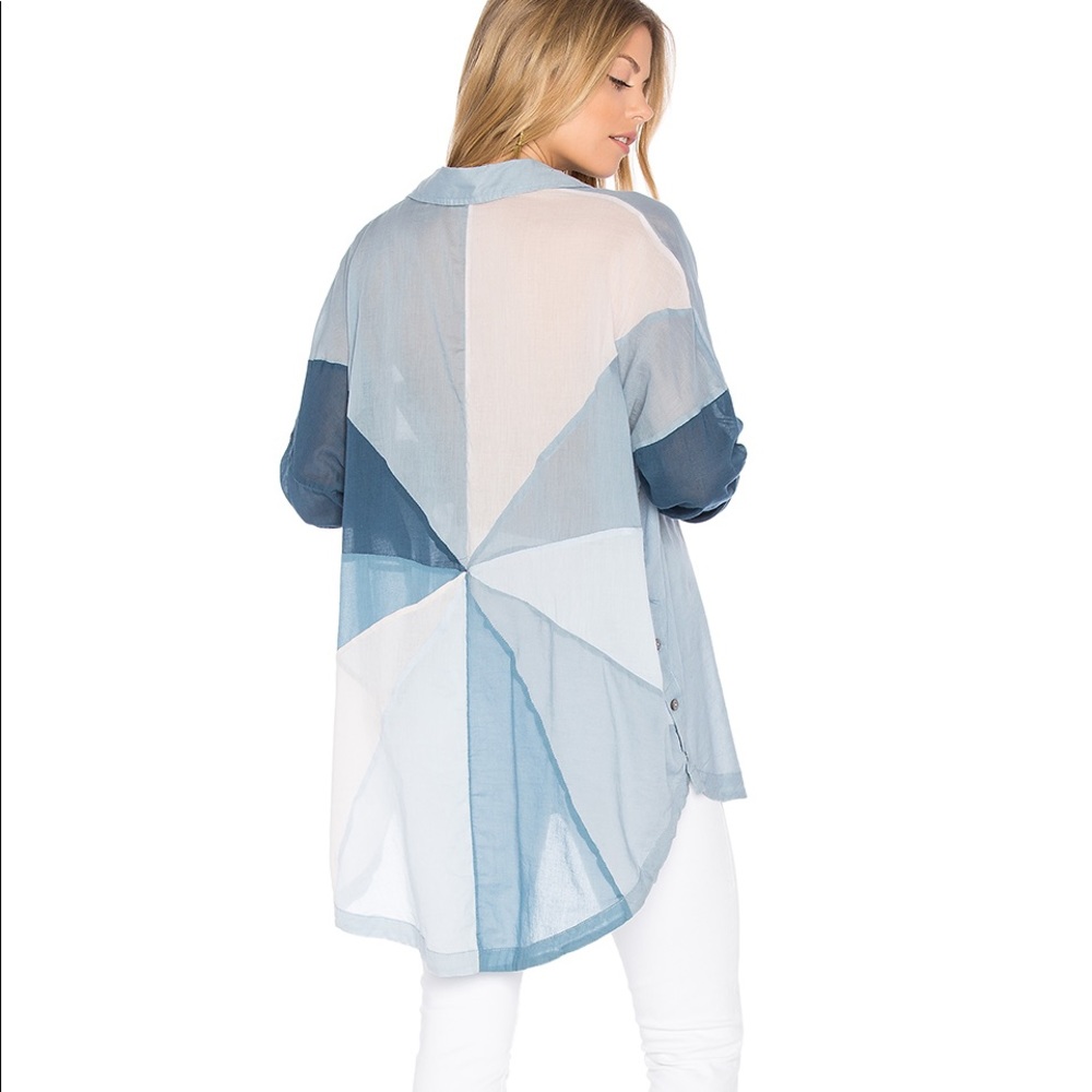 NWT Free People Rainbow Rays Button Down